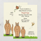 Mare and Foal Baby shower uitnodiging voor meisjes (Voorkant / Achterkant)