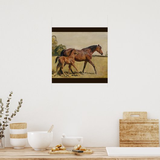 Mare and Foal by Munnings Poster (Keuken)