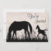 Mare and Foal Grazing Horse Baby shower Uitnodigin Kaart (Voorkant)