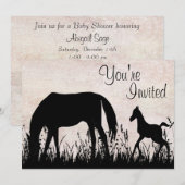 Mare and Foal Grazing Horse Baby shower Uitnodigin Kaart (Voorkant / Achterkant)