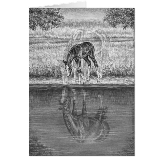 Mare and Foal Horse Drawing beroemd gemaakt door K (Voorkant)