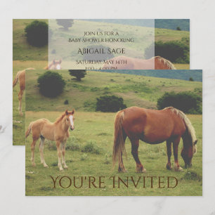Mare and Foal Horse Neutraal Baby shower Uitnodigi Kaart