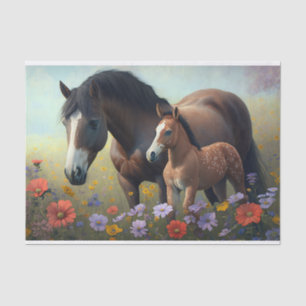 Mare and Foal in een Gebied van de Ontkoppeling va Tissuepapier