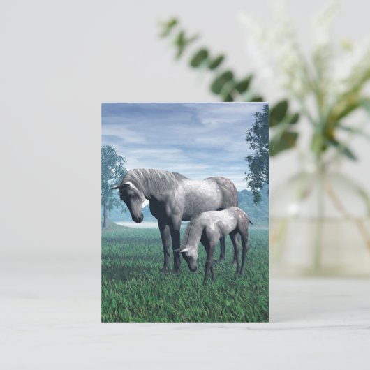 Mare en Foal Briefkaart (Staand voorkant)