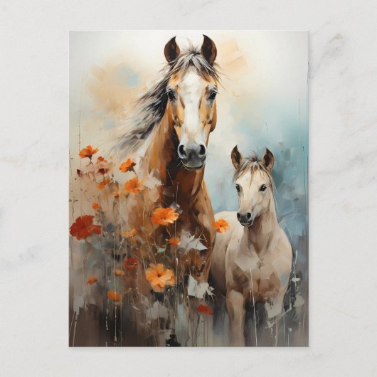 Mare en Foal Briefkaart (Voorkant)