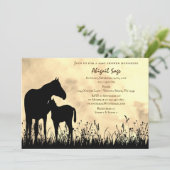 Mare en Foal in Baby shower voor veldpaarden Kaart (Staand voorkant)