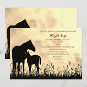 Mare en Foal in Baby shower voor veldpaarden Kaart (Voorkant / Achterkant)