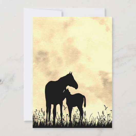 Mare en Foal in Baby shower voor veldpaarden Kaart (Achterkant)