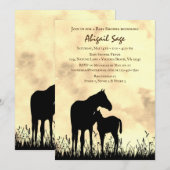 Mare en Foal in Baby shower voor veldpaarden Kaart (Voorkant / Achterkant)