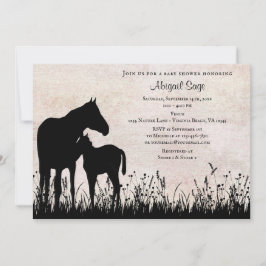 Mare en Foal in Baby shower voor veldpaarden Kaart