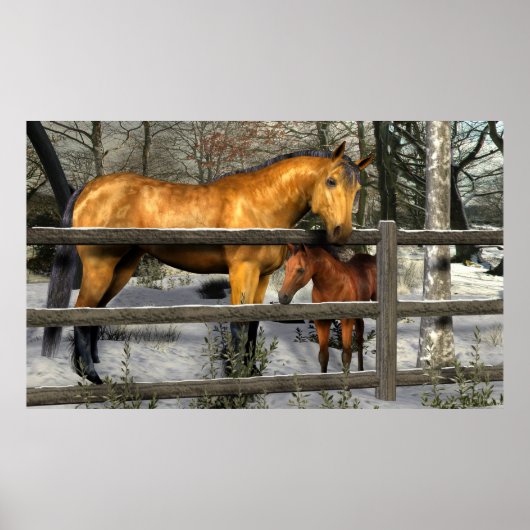 Mare en Foal in het Poster van de winter (Voorkant)