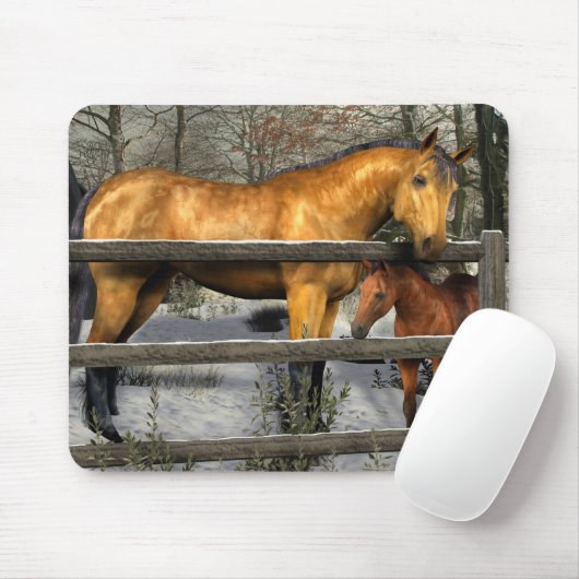 Mare en Foal in Winter Mousepad Muismat (Met muis)