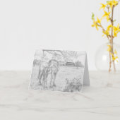 Mare en Foal Kaart (Gele Bloem)