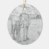 Mare en Foal Keramisch Ornament (Links)