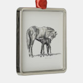 Mare en Foal Metalen Ornament (Rechts)