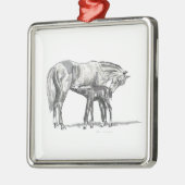 Mare en Foal Metalen Ornament (Links)