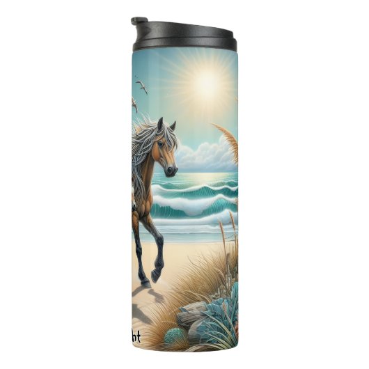 Mare en Foal op het strand Thermosbeker (Geroteerd rechts)