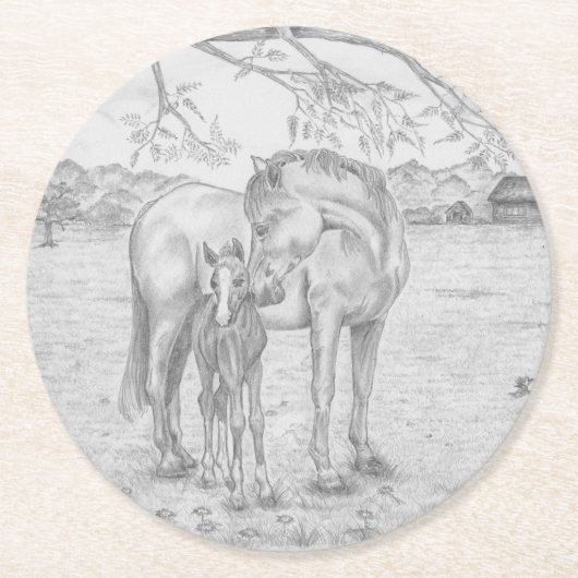 Mare en foelie ronde kartonnen onderzetter (Voorkant)