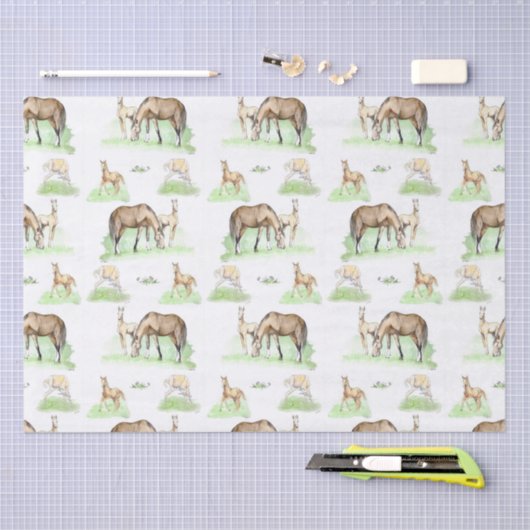 Mare en Horse Foal Pattern Tissuepapier (Craft)