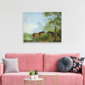 Mare en Stallion in een landschap Canvas Afdruk (Insitu (Woonkamer))