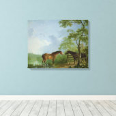 Mare en Stallion in een landschap Canvas Afdruk (Insitu (Houten vloer))