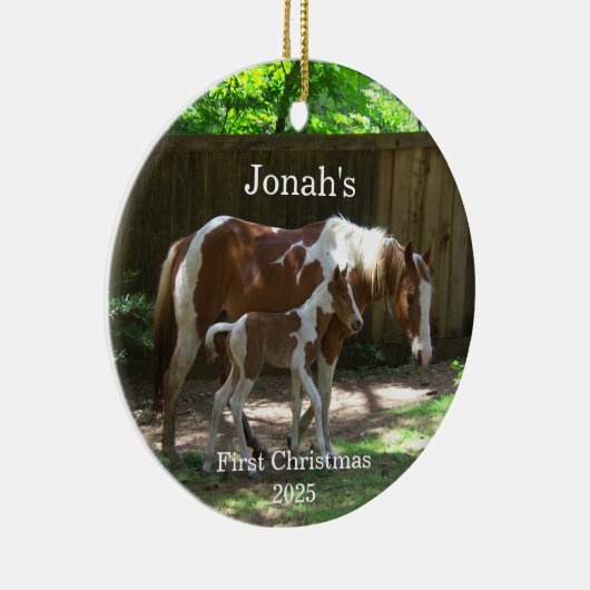 Mare & Foal Baby's eerste kerst Ornament (Rechts)