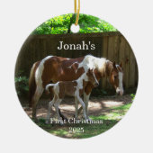 Mare & Foal Baby's eerste kerst Ornament (Voorkant)