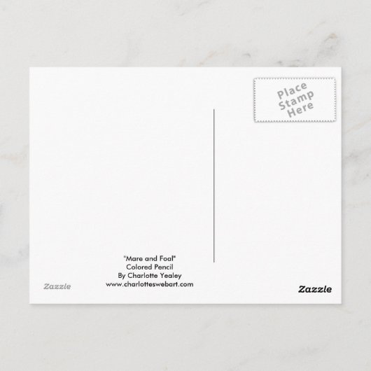 Mare & Foal Original Art Post Card Briefkaart (Achterkant)
