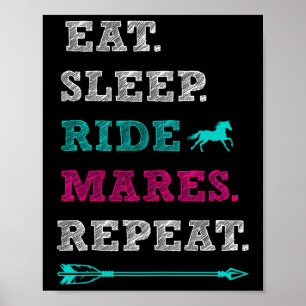 Mare Horse Paardrijden - Eet Slaapmerries Repe Poster