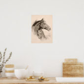 Mare-n-Foal met houtskool-effect-tint Poster (Keuken)