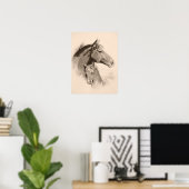 Mare-n-Foal met houtskool-effect-tint Poster (Thuiskantoor)