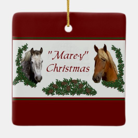 Mare-y Kerstmis Keramisch Ornament (Achterkant)