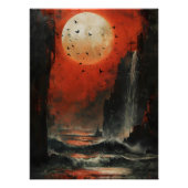 Marea de Luna Sangrienta Paisaje Marino Surrealisa Perfect Poster (Voorkant)