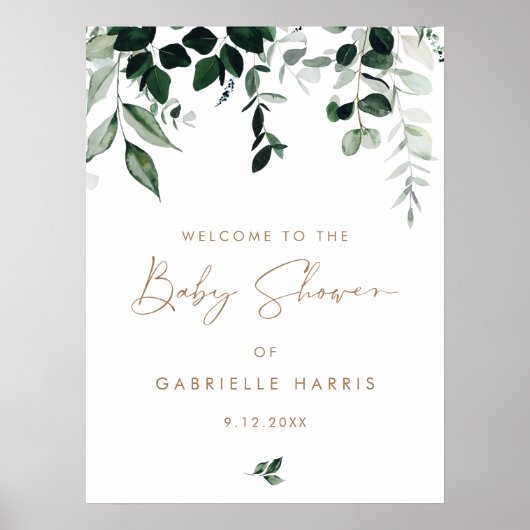 MAREE Greenery Baby shower Welkomstbord Poster (Voorkant)