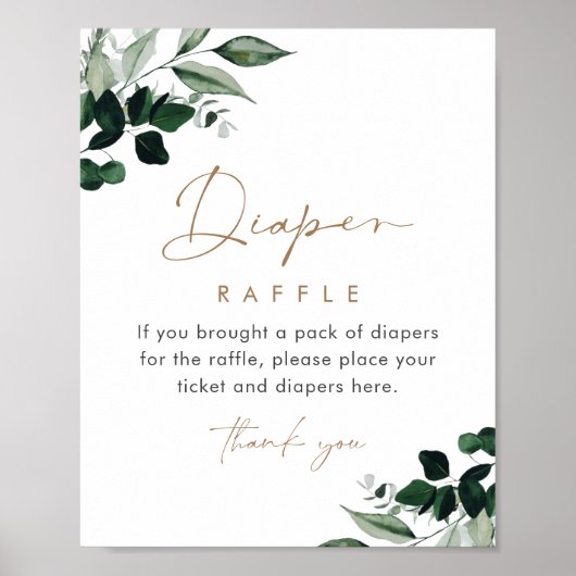 MAREE Greenery Diaper Raffle Sign Poster (Voorkant)