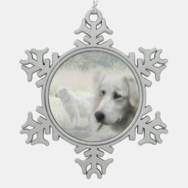 Maremma sheepdog guardian tin sneeuwvlok ornament