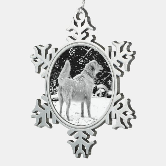 Maremma snow tin sneeuwvlok ornament (Rechts)