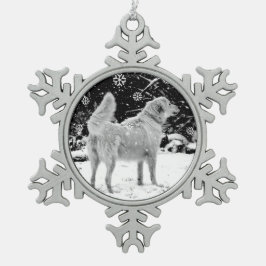Maremma snow tin sneeuwvlok ornament