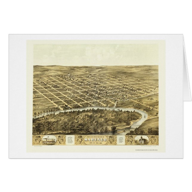 Marengo, IA Panoramic Map - 1868 (Voorkant Horizontaal)