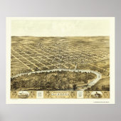 Marengo, IA Panoramic Map - 1868 Poster (Voorkant)