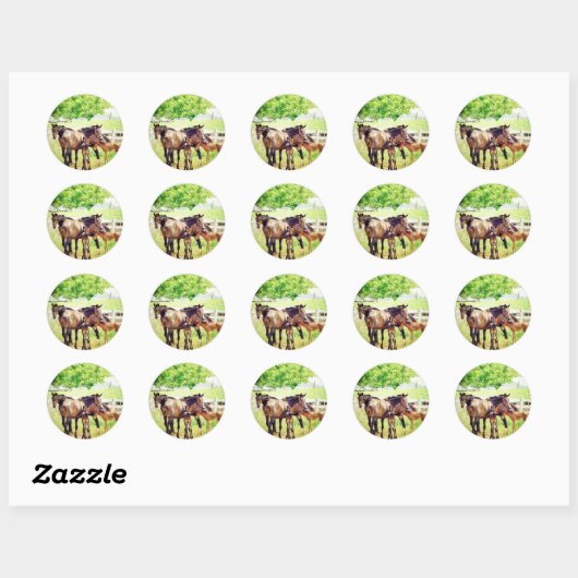 Mares en Foals Ronde Sticker (Vel)