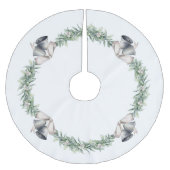 Maretak en Zilveren Bellen Wit Kerstboom Rok (Voorkant)