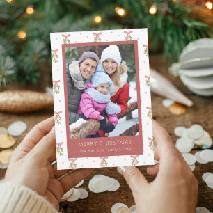 Maretak Handgeschilderde Familie Foto Kerstkaart Kaart