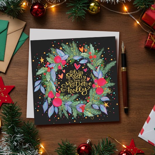 Maretak Hulst Krans Inspirerend Kerstkaart
