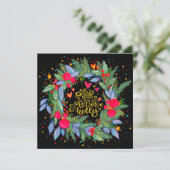 Maretak Hulst Krans Inspirerend Kerstkaart (Staand voorkant)