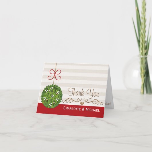 Maretak Huwelijk Kerst Kaarten om te Bedanken (Voorkant)