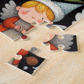 Maretak Kerstengelzangers met trompetten Legpuzzel (Zijkant)