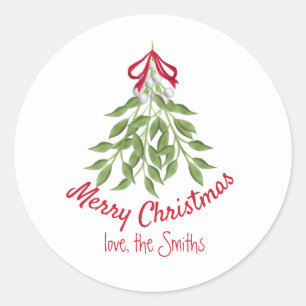 Maretak Kerststicker Ronde Sticker