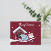 Maretak Kus Liefdesvogels Onze Eerste Kerstmis Feestdagenkaart (Staand voorkant)