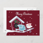 Maretak Kus Liefdesvogels Onze Eerste Kerstmis Feestdagenkaart (Voorkant / Achterkant)